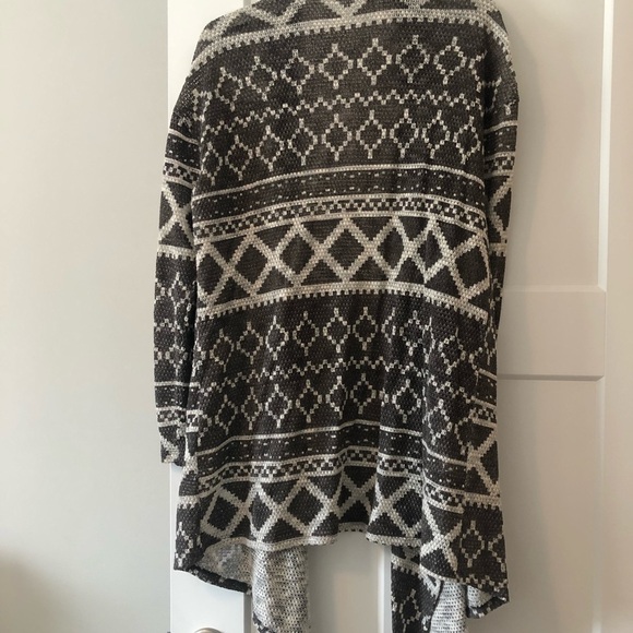 Grey patterned open cardigan sweater - Picture 6 of 6